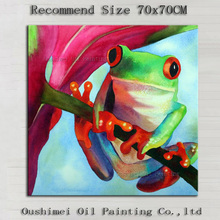 Pintura al óleo de rana abstracta moderna, obra hecha a mano de alta calidad, sobre lienzo, pintada a mano, divertida, de ganchillo 2024 - compra barato