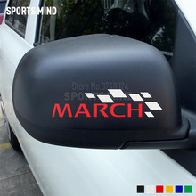 1 пара спортивных автомобилей для стайлинга автомобиля зеркало заднего вида Наклейка для автомобиля для Nissan March K12 K13 Nismo аксессуары JDM 2024 - купить недорого