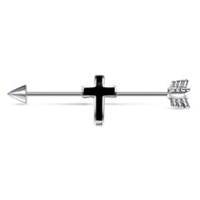 JFORYOU Industrial Barbell 16G Industrial Piercing Stainless Steel Arrow Cross Cartilage Earring Body Piercing Jewelry for Women 2024 - buy cheap