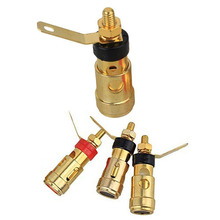 Gold Plated 4mm L Banana Audio Plug Jack Socket Connector Amplifier Terminal Spring Loaded Press Type Binding Post 40mm 2024 - buy cheap