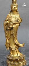 Fast shipping 11"China Buddhism brass ruyi Kwan-Yin GuanYin Bodhisattva goddess buddha statue 2024 - buy cheap