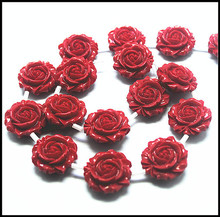 Accesorios de cuentas de flores rojas, doble cara, flor grabada, manualidades, cuentas sueltas, componentes de joyas para bricolaje, tamaño 20mm 25mm 2024 - compra barato