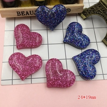 Cabochão de resina com glitter e coração, volta plana em resina para centro de laço de cabelo diy (24*19mm) 2024 - compre barato