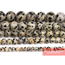 Free Shipping Natural Stone Smooth Round Dalmation Beads 16" Strand 4 6 8 10 12MM Pick Size For Jewelry Making DJB01 2024 - buy cheap