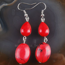 Free Shipping Beautiful  Red Howlite Beads Earrings Pair MC2167 2024 - buy cheap