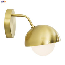 IWHD-luces de pared Retro nórdicas para Loft, luz para espejo de baño, apliques de pared de madera de cobre, lámpara de pared 2024 - compra barato