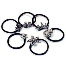 2022 Hot Multi Shape Of Hearts Full Of Crystal Crown Bow Hair Ring Hair Rope Tousheng Plunged Ring Accessories 2024 - buy cheap