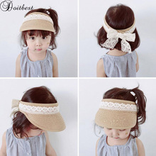 Doitbest Empty top boys girls Straw Hats Summer Sun Hats for child children Travelling lace Beach Hats kids sunscreen cap 2024 - buy cheap