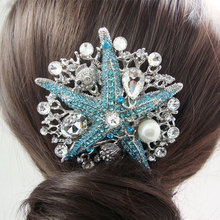 Bridal Wedding Hair Accessories Starfish Pearl Rhinestone Crystal Bride Comb Bridesmaid Wedding Jewelry 2024 - buy cheap