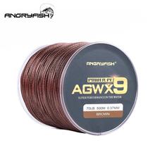 Linha de pesca angryfish disinate x9 pe, 9 vertentes trançados, 500m/547yds super forte 15lb-100lb marrom 2024 - compre barato