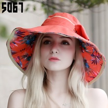 Женская летняя Солнцезащитная шляпа для девочек, модная солнцезащитная Кепка с широкими полями, Женская пляжная Солнцезащитная шляпа с полями, складная УФ-шляпа для путешествий, курорта, морского пляжа, A69 2024 - купить недорого