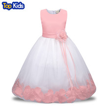 Платья для девочек с цветами, летнее Дешевое белое и розовое платье для детей, детское свадебное платье 2024 - купить недорого