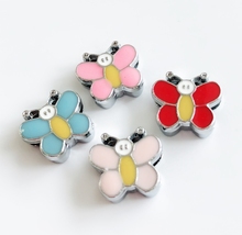 50PCS 8MM Enamel Butterfly Slide Charms Letters DIY Accessories Fit 8mm Wristband Belts Pet Dog Collars Phone Strips Keychain 2024 - buy cheap