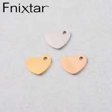 Fnixtar Small Love Heart Charm Mirror Polish Stainless Steel DIY Heart Charm Pendant 1.3mm Inner Hole 7.5x10mm 20Piece/lot 2024 - buy cheap
