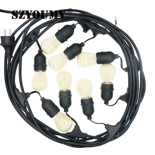 SZYOUMY-Cadena de luces para exteriores, 15M, resistente a la intemperie, comercial, decoración para fiesta de Navidad, con bombillas transparentes 15pcsS14 E27 2024 - compra barato