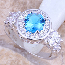 Gorgeous Blue Cubic Zirconia White CZ Silver Plated  Women's Jewelry Ring Size 6 / 7 / 8 / 9 R1436 2024 - buy cheap