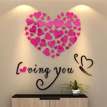 2019 New Fashion warm home Modern  DIY 3D Mirror Love Decor Quote Flower Wall Stickers Decal Home Art Decor  Love Heart 2024 - buy cheap