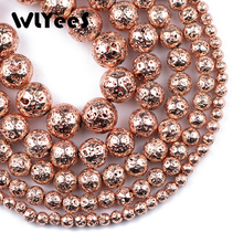 WLYeeS-Cuentas de Lava de oro rosa, abalorios naturales de piedras preciosas para joyería, pulsera, pendientes, accesorios de fabricación 2024 - compra barato