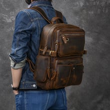 Leather Backpack 2019 Handmade Genuine Leather Back Pack Top-handle School Bag Knapsack tas retro Travel Backpack 2024 - buy cheap