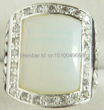 Envío Gratis> anillo de joyería de plata sólida blanca moonjade tamaño: 8-11 # 2024 - compra barato