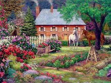 Scenery Sweet Garden Horse Handmade Needlework Embroidery DIY Cross Stitch Kits Crafts 14CT Unprinted Home decor wall Art 2024 - buy cheap