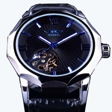2019 Top Brand Fashion Winner Blue Ocean Geometry Design Transparent Skeleton Dial Mens Watch Luxury Automatic Mechanical Clock 2024 - buy cheap