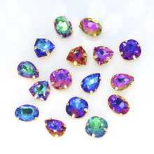 12p Multi-shape flame color Flat sewing glass crystal stone sew on rhinestone Jewels Gold plated button DIY clothing accessories 2024 - buy cheap