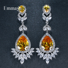 EMMAYA-pendientes de gota de cristal para mujer, joyería de lujo, Color plateado, 3 colores, Cz 2024 - compra barato