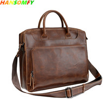 HANSOMFY-Bolso de negocios de cuero para hombre, maletín de moda, sencillo, informal, con personalidad, bolsas de mensajero de hombro, cremallera suave 2024 - compra barato