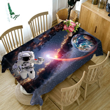 High Quality 3d Round Tablecloth Space Astronaut & Blue Planet Pattern Washable Dustproof Thicken Cotton Rectangular Table Cloth 2024 - buy cheap