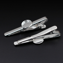 14mm Silver Plated Blank Round Bezel on Center Bar Cabochon Bases Settings Tie Clips Clasps Men's Jewelry Findings Wholesale 2024 - buy cheap