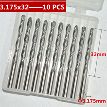 Brocas de inserción para máquina CNC, cortador de fresado de carburo sólido, 2 flautas, extremo de bola y nariz, alivio de carpintería, 10 Uds.-3.175mm x 32mm 2024 - compra barato