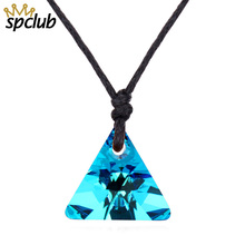 Hot Crystals From Swarovski Geometric Triangle Pendant Necklaces Rope Chain Bijoux Statement Necklace Party Jewelry For Women 2024 - buy cheap