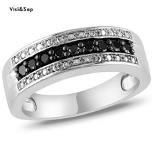 Классическое циркониевое кольцо Visisap в стиле ретро, черно-белое двухцветное ювелирное изделие для женщин, подарки на вечерние, кольца, оптовая продажа, аксессуары B609 2024 - купить недорого