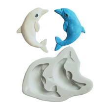 2-molde de silicona de doble delfín 3D Fondant molde para jabón y Chocolate herramientas de decoración de repostería de Sugarcraft para las herramientas de horneado 2024 - compra barato
