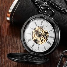 Reloj de cuerda a mano Vintage para hombre, collar de Reloj de bolsillo mecánico Retro liso de doble cara con grabado de Romanos Steampunk, reloj Fob, regalos 2024 - compra barato