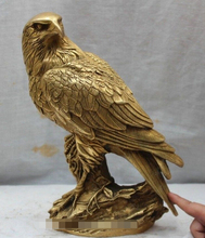 Free Shipping 9" China Chinese Folk Fengshui Brass Fu Animal king of birds Hawk Eagle Statue 2024 - buy cheap