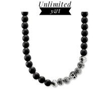 Collar de obsidiana negra con colgante de calavera para mujer y hombre, joyería de plata 925 con esqueleto de estilo Punk, regalo 2024 - compra barato