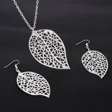 Fashion Wedding Bridal Jewelry Set Silver Plated Leaf Pendant Necklace+Drop Earrings Sets for Women Party accessories 2024 - buy cheap