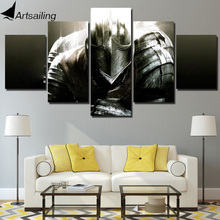 5 piece canvas painting helmet full armor warrior HD posters and prints canvas painting for living room free shipping XA2236B 2024 - buy cheap