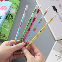 8packs/lot Cute Cartoon Fresh Fruit Standard HB Wood Pencils With Rubber Eraser Head Cartoon kids pencil gifts Wholesale 2024 - buy cheap