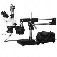 Microscopio de brazo estéreo, suministros de AmScope, microscopio de brazo estéreo 3.5X-90X con cámara de 10MP + Luz de fibra óptica 2024 - compra barato