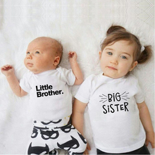 Summer Big Sister Little Brother Family Look Toddler Kids Baby Boys Little Brother Romper Girls Big Sister Tshirt White Tops 2024 - buy cheap