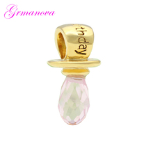 Abalorio de cristal rosa y polígono para hacer joyas, pulsera, amuleto compatible con Pandora, joyería artesanal para mujer, regalo de cumpleaños 2024 - compra barato