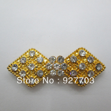 (CM517 22*56mm)100pcs rhinestone pair buckle for invitation card gold plated, crystal buckle 2024 - купить недорого