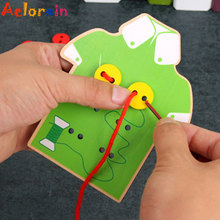 Early Educational Toys Learn To Wear Clothes Lacing Board Kids Wooden Toys Toddler Sew On Threading Buttons 2024 - buy cheap