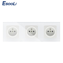 Esooli 16A, estándar francés, eléctrico de pared/alimentación 3 Gang enchufe/enchufe de 1 vía, toma de panel de alimentación de cristal 2024 - compra barato