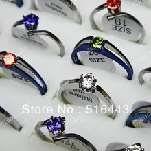 Mix Style 10pcs Cubic Zircon Women Fashion Top Stainless Steel Rings Wholesale Jewelry Lots 2024 - buy cheap