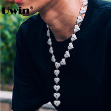 Uwin-collar con colgante de corazón para hombre, cadena de oro blanco a la moda, con diamantes de imitación, estilo callejero, hip hop 2024 - compra barato