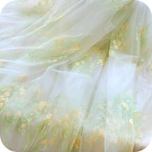 bilateral symmetry light green flower embroidery lace fabric Wedding Dress Tulle Skirt Material fabrics for patchwork 2024 - buy cheap